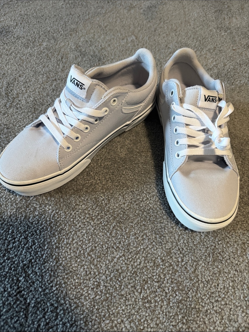 Vans Men’s Low-Top Canvas Sneakers in Light Gray and White
